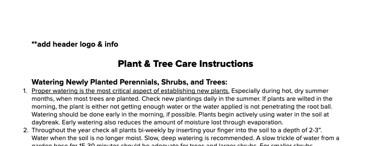 Customer Forms - Plant & Tree Care