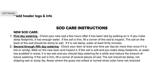 Customer Forms - Sod Care