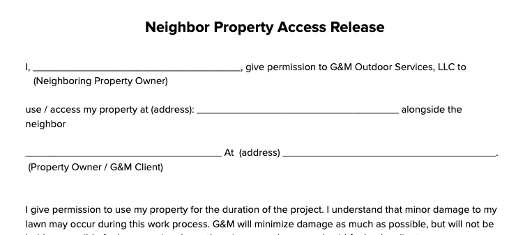 Customer Form - Neighbors Access PDF